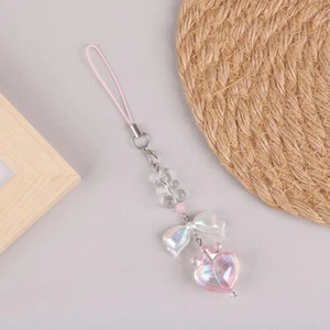 Lovely Little Bear Bowknot Heart Phone Lanyard Y2K Aesthetic Phone Chain - Zdjęcie 1 z 10