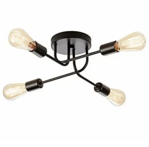 Industrial Semi Flush Mount Ceiling 4 Light With Adjustable Metal Branched Vi... - Picture 1 of 3