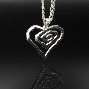 Marilyn Manson Heart ROSE charm NEW MM Rose TOP cuba chain 24inch necklace - Picture 1 of 8