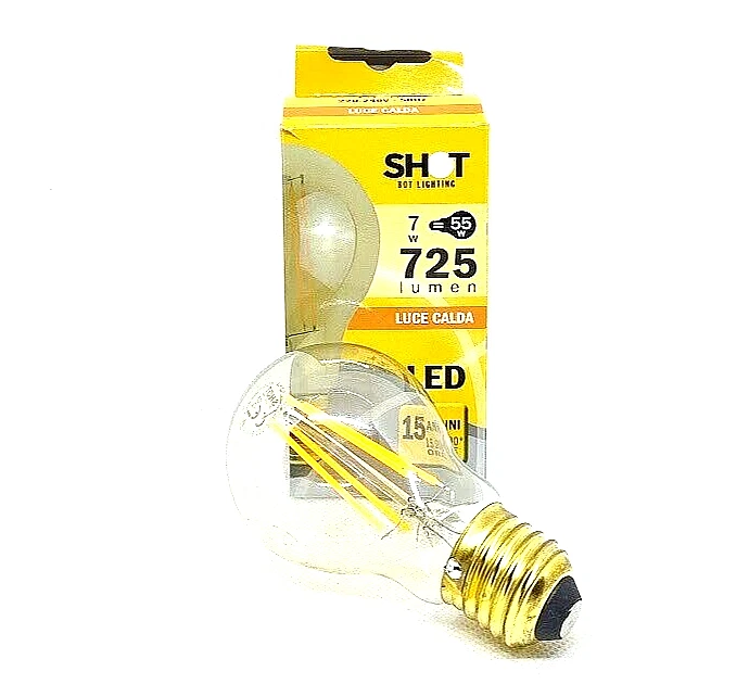 Lampadina SHOT BOT LIGHTING LED E27 Goccia Filamento Vintage 7W Luce Ambrata - Immagine 1 di 1