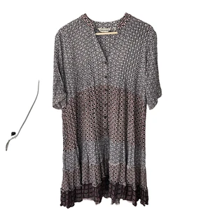 Windhorse Dress Size Large XL Babydoll Bohemian Boho Tiered Print Fairy Prairie - Picture 1 of 7