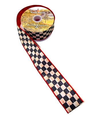 MacKenzie Childs Courtly Check Ribbon Red Edge 2" wide One Pc Just under 2 yards - Image 1 of 3