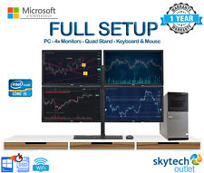 Fast i7 Trading PC Quad Monitor Bundle -4x 20" Inch Monitors -Quad Monitor Stand