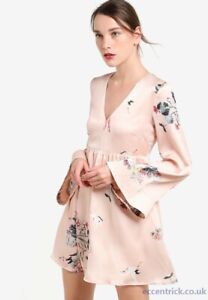 Mango Flower Print Flared Sleeve Dress Size Size S UK 8 LF8 UU 13