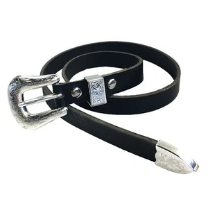 Cinturón de cuero negro estilo occidental de 3/4" (19 mm) hecho a mano en Canadá por Zelikovitz - Imagen 1 de 14