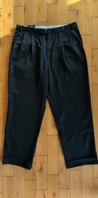 De Colección Polo Ralph Lauren Pantalones Hombres 35x29 Azul Marino Lana Universidad Plisado Puño Pantalones Foto 1 de 4