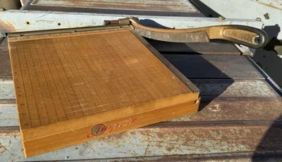 Ingento Vintage Nº Cortador de papel guillotina 4 12" madera dura hierro fundido artesanías Foto 1 de 4