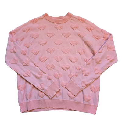 Suéter Xhilaration Mujer Pequeño Rosa Corazones Amor Balletcore Femenino Informal Foto 1 de 4