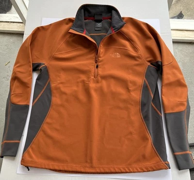 Pullover The North Face Softshell 1/4 Cremallera Para Hombre Mediano Naranja/Gris Aire Libre Senderismo Foto 1 de 4