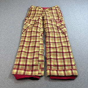 Burton Snow Pants Youth Large Plaid Yellow Red DRYRIDE Insulated Winter Ski - Picture 1 of 11