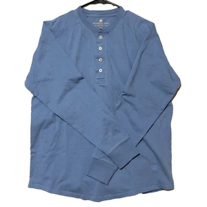 Camisa Para Hombres L Azul Manga Larga Henley The Territory Ahead Peso Pesado 4 Botones - Imagen 1 de 10