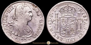 Carlos IV 8 Reales (26,85g) 1803 México Ensayador F·T AC-977 MBC+/EBC - Picture 1 of 3