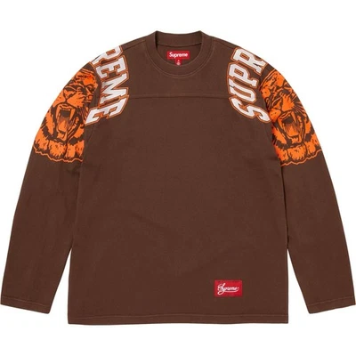 Supreme MASCOT L/S FOOTBALL TOP Brown FW25 Size XXL Cotton Jersey Graphic Print - Image 1 of 4