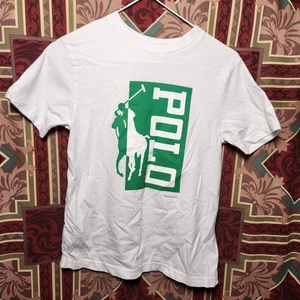 Ralph Lauren POLO White Color Changing Jersey Green Polo Graphic Kids Size S - Picture 1 of 3