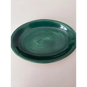 Furio Made in Italy Large Green Glazed Pottery Serving Platter Plate Oval - Picture 1 of 8