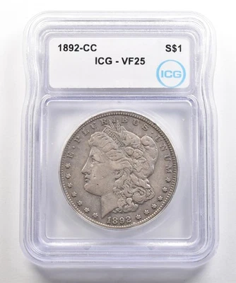 1892-CC Morgan Silver Dollar VF25 ICG *5404 - Image 1 of 3