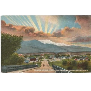VTG Pikes Peak Sunset Postcard Colorado Springs Colorado Hyde Paper Company p1p - Picture 1 of 2