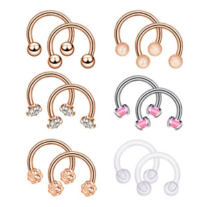 12Pcs 16G Surgical Steel Nose Septum Ring Horseshoe Cartilage Helix Body Jewelry - Picture 1 of 10