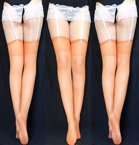 2 PAAR Klassische Straps Strümpfe ORANGE Strapse Universalgröße S-XL - Bild 1 von 1