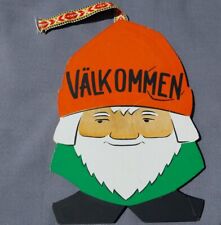 Welcome Sign Välkommen Gnome Plaque Wall Hanging Home Sweden Swedish 
