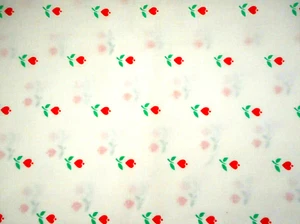 Floral Fabric By Yard Red Heart Flowers Green Leaves on White Quilting Cotton #C - Picture 1 of 2