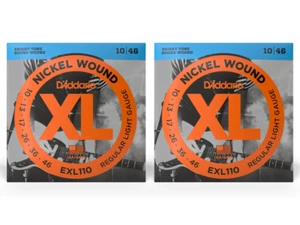 Paquete de 2 cuerdas eléctricas D'Addario EXL110 luz regular heridas de níquel .10-.46 regalo - Imagen 1 de 6