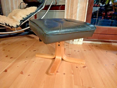 Hocker Leder Vintage 60er Fußhocker Retro Ottomane Danish Pouf Westnofa Ära B25 - Bild 1 von 4