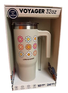 Life is Good Voyager- Flowers/ 32 oz Stainless Steel Tumbler with Straw Lid/NWT - Picture 1 of 4