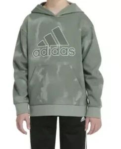 Adidas SILVER GREEN Big Boys Fleece Hoodie, US Medium (10/12)NWT - Picture 1 of 5