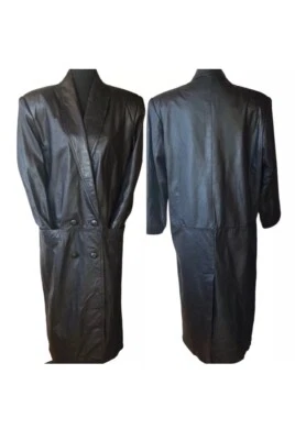 Gabardina de cuero negra G-III Global Identity para mujer S estilo vintage gótico retro Foto 1 de 4