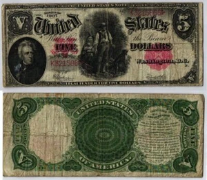 5 Dollar Legal Tender Banknote USA Andrew Jackson Serie 1907 (133289) - Bild 1 von 1