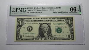 $1 1995 Radar Serial Number Federal Reserve Currency Bank Note Bill PMG UNC66EPQ - Picture 1 of 3