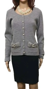 Alannah Hill Sz 12 Grey Button Up Cardigan . 100% Wool - Picture 1 of 5