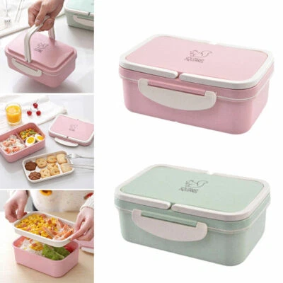 3 Fächer Brotdose Brotbox Kindergarten Frühstücksdose Schule Lunchbox Rosa - Bild 1 von 4
