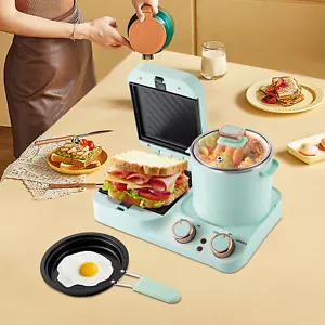 3in1 Breakfast Station Electric Mini Toaster Bread Breakfast Sandwich Maker - Picture 1 of 12