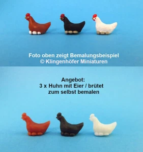 3 x Huhn mit Eier / brütet einfarbig (1:45) 0-TH03-4 - Bild 1 von 1