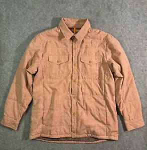 Orvis Flannel Shirt Mens Large Orange Snap Jacket Shacket Pockets Aztec Lined - Picture 1 of 9