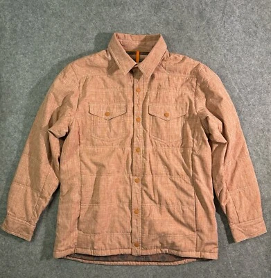 Orvis Flannel Shirt Mens Large Orange Snap Jacket Shacket Pockets Aztec Lined - Image 1 of 4