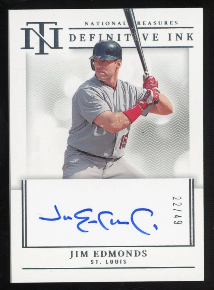 Jim Edmonds 2023 National Treasures Auto Definitive Ink Serial #d /49 St Louis - Image 1 of 2