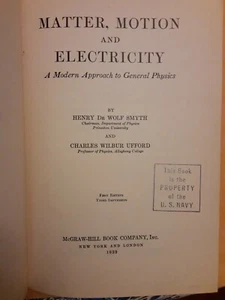 Materie, Bewegung und Elektrizität Henry Dewolfe Smyth & Charles Wilbur Ufford 1939 - Bild 1 von 6