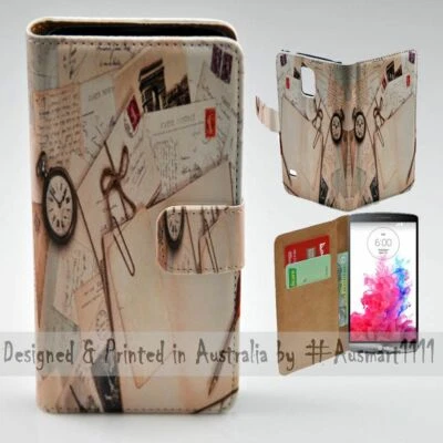 Para Teléfono Móvil Serie LG - Antiguo Diario Letra Impresión Billetera Teléfono Estuche Cubierta Foto 1 de 3