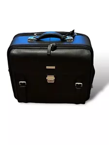 Bolso de viaje Brooks Brothers de cuero granulado negro trolley de negocios para llevar - Imagen 1 de 10