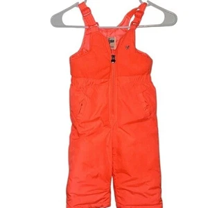 OSH KOSH B GOSH Girls Neon Orange Snow Suit Overall's Warm Winter Skiing 18M - Picture 1 of 5