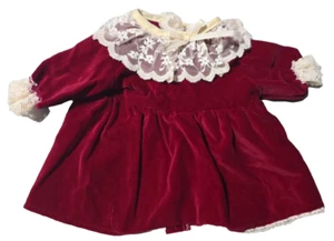 Vintage SEARS Winnie the Pooh Red Velvet Lace & Embroidered Doll Dress Apparel - Picture 1 of 3