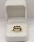 Vintage PIERRE LANG Gold & Black Tone Ring With Stunning Sparkly CZs Sz J