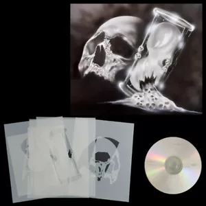 Schablone Schädel mit Sanduhr Airbrush Schablonen Totenkopf 303 & AnleitungsCD - Bild 1 von 1