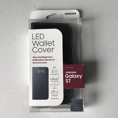 Черный светодиодный чехол-бумажник с передними уведомлениями для Samsung Galaxy S7 - Изображение 1 из 4