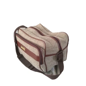 Vintage Tweed Bag Samsonice 2100 Men's Brown Shoulder Bag Strong Travel Bag - Picture 1 of 12