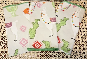Set 3 tovaglioli di stoffa fatti a mano con lama e cactus 16" x 16" - Foto 1 di 3