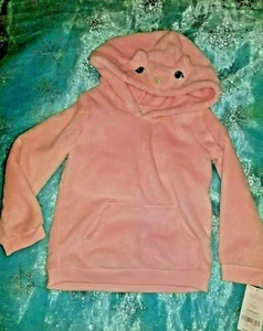 CARTER'S GIRLS CAT FLEECE PULLOVER HOODIE-PINK-4-NEW - Picture 1 of 4